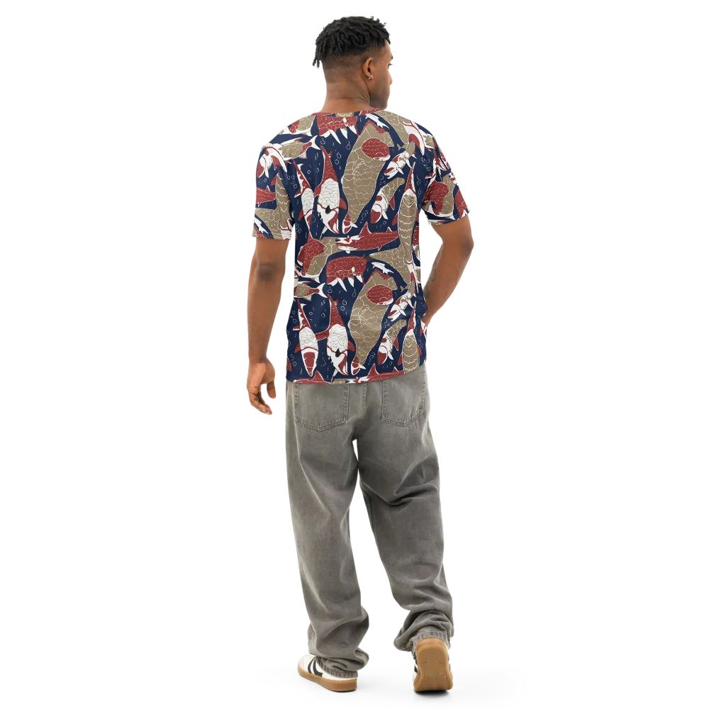 Crimson Koi on Men's Cotton Crew Neck T-Shirt — Back