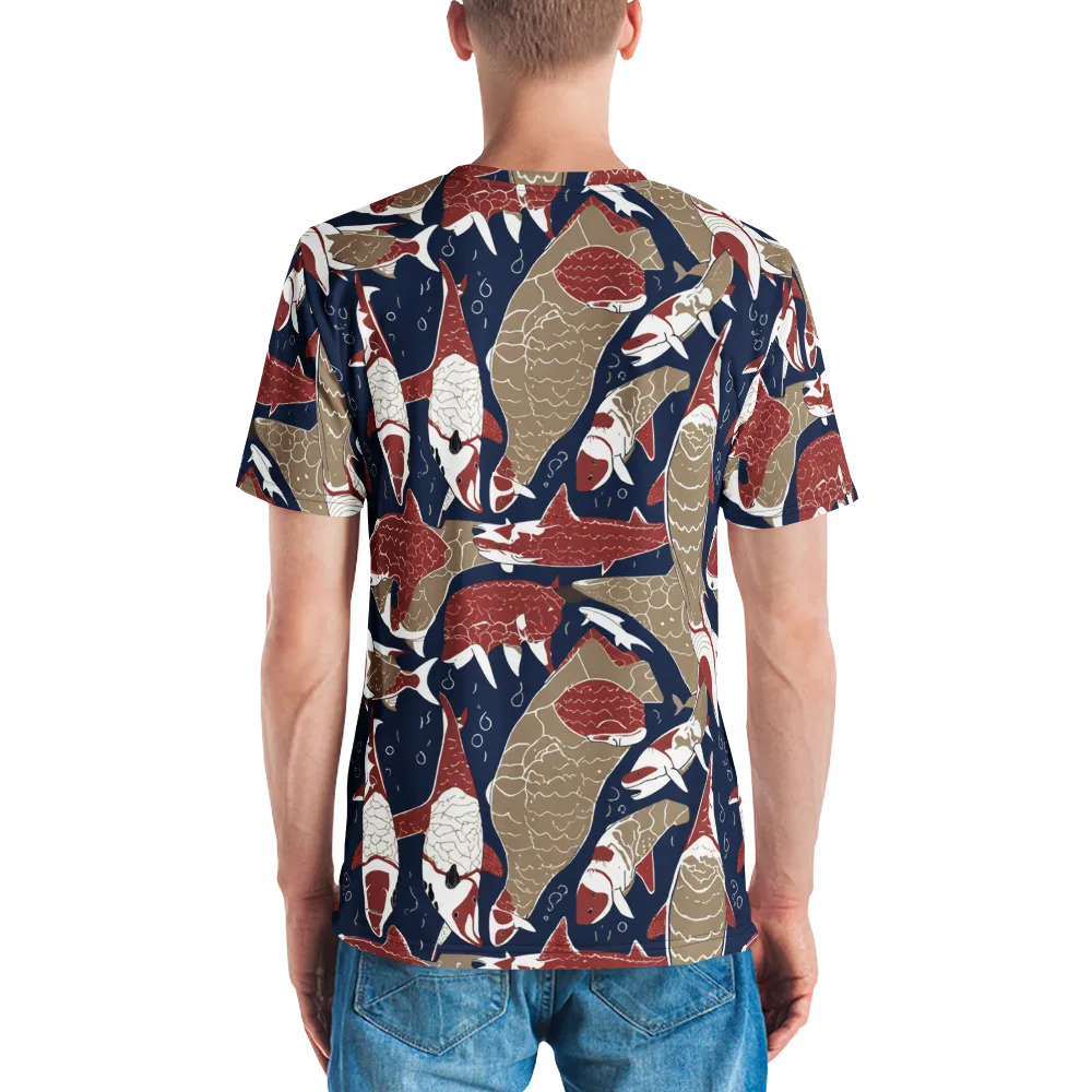 Crimson Koi on Men's Crew Neck T-Shirt — Back