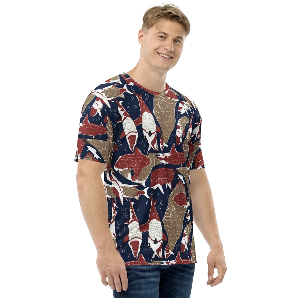 Crimson Koi on Men's Crew Neck T-Shirt — Right