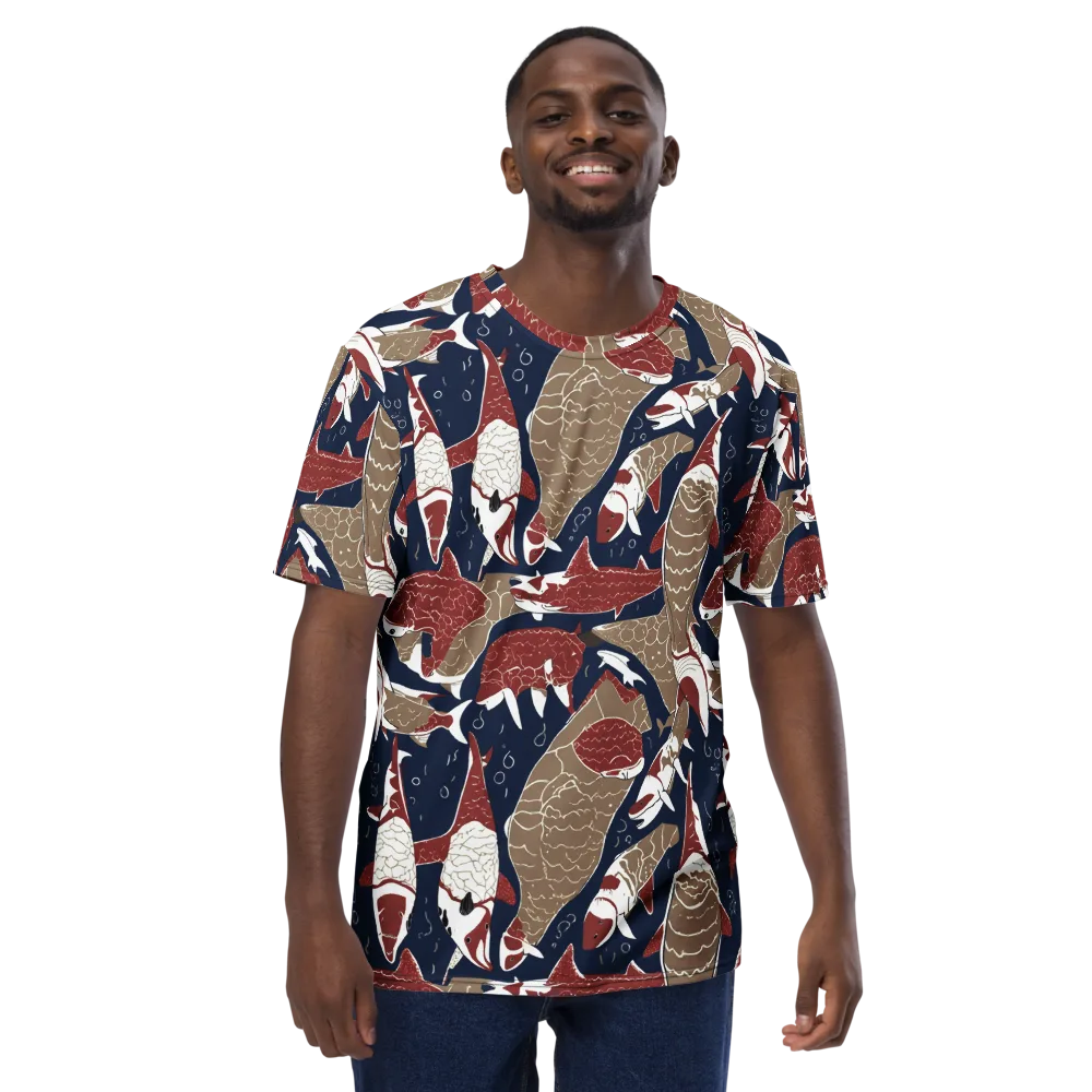 Crimson Koi on Men's Crew Neck T-Shirt — Front