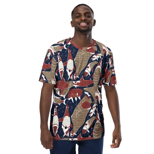 Crimson Koi on a Men's Crew Neck T-Shirt