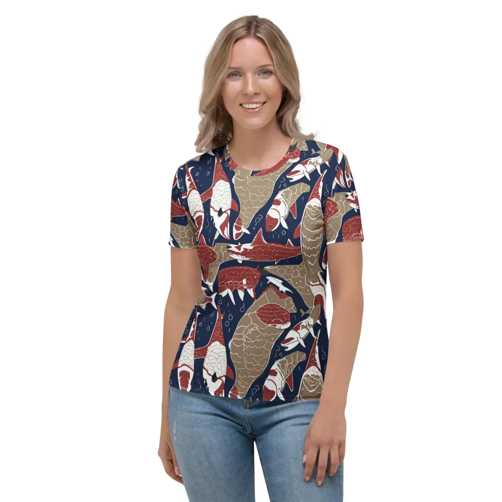 Crimson Koi on Women's Crew Neck T-Shirt — Front
