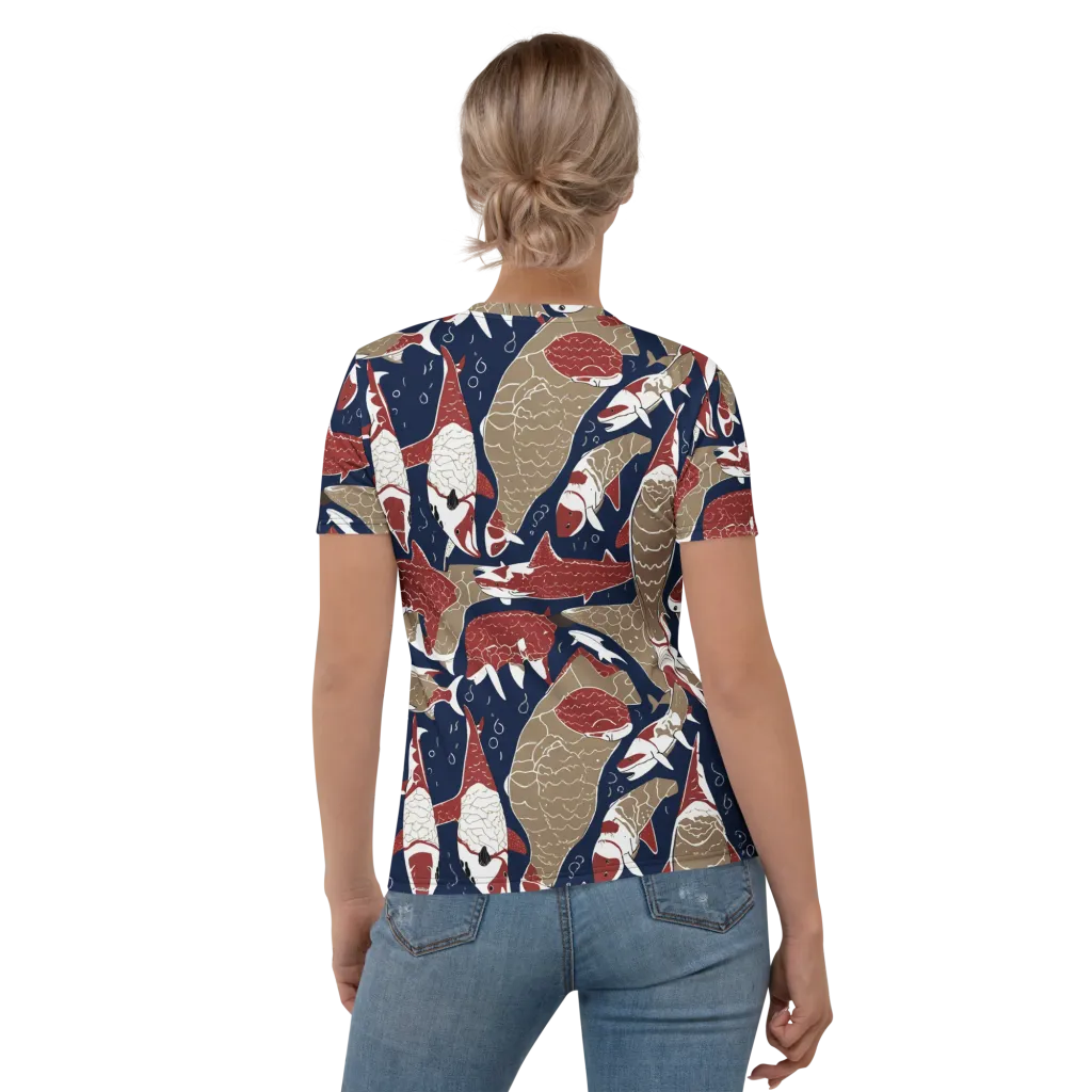 Crimson Koi on Women's Crew Neck T-Shirt — Back