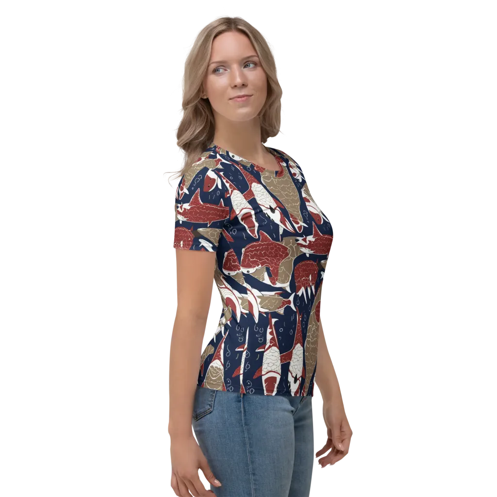 Crimson Koi on Women's Crew Neck T-Shirt — Right