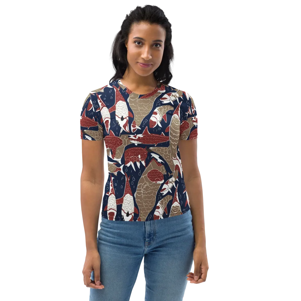 Crimson Koi on Women's Crew Neck T-Shirt — Front
