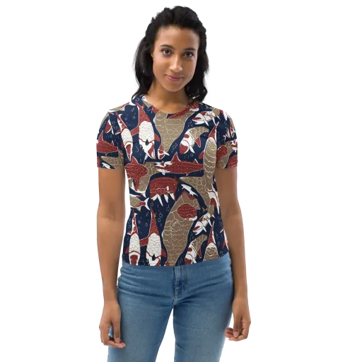 Crimson Koi on a Women's Crew Neck T-Shirt