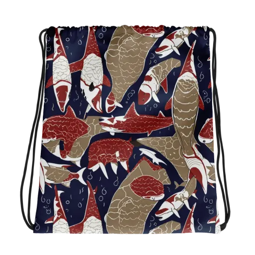 Crimson Koi on a Drawstring Bag