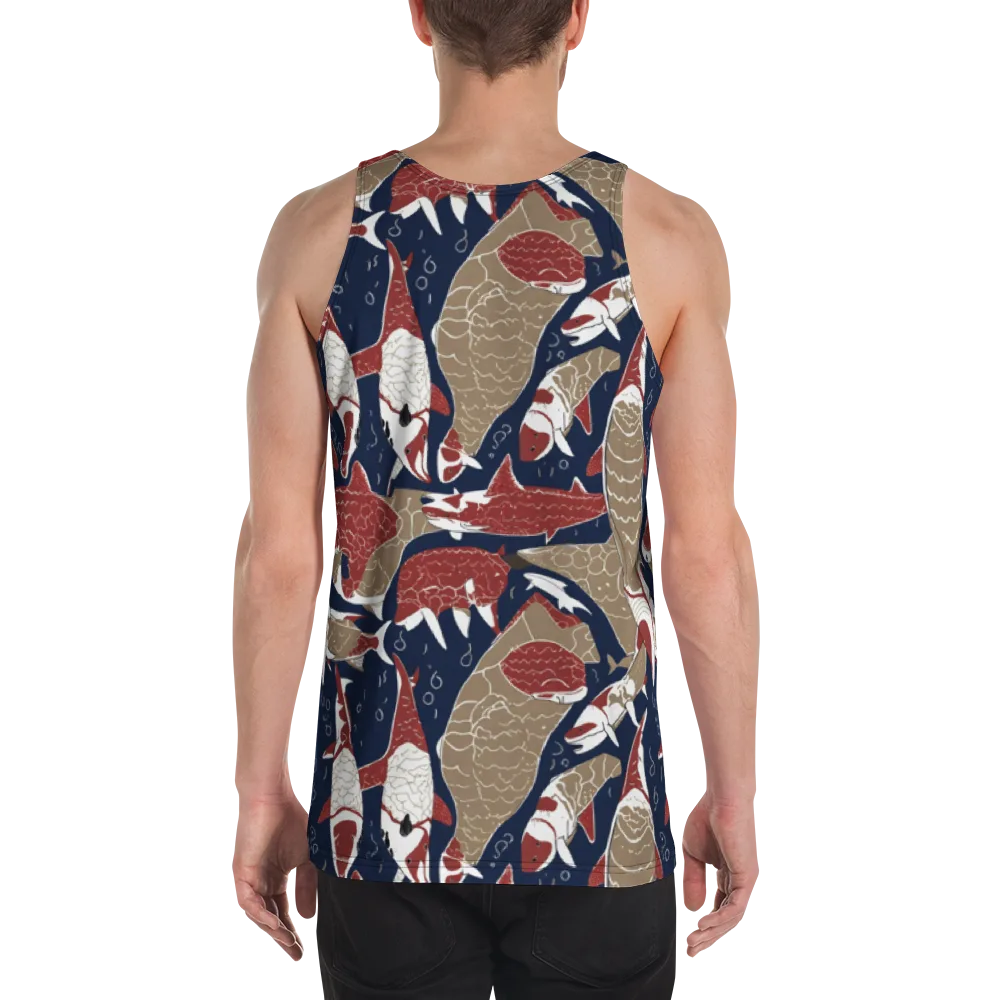 Crimson Koi on Men's Tank Top — Back