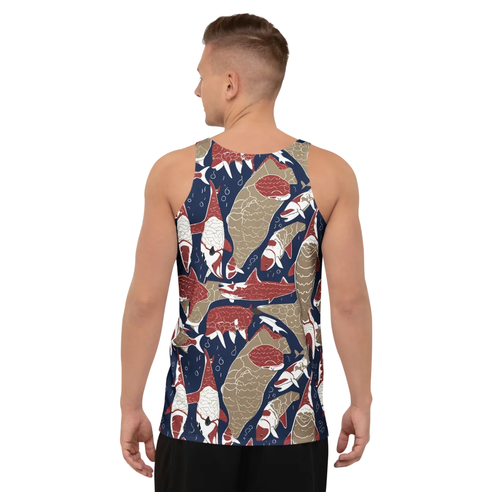 Crimson Koi on Men's Tank Top — Back