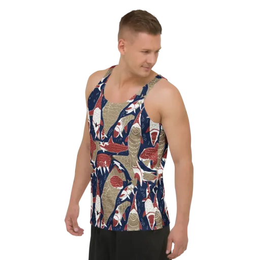 Crimson Koi on a Men's Tank Top