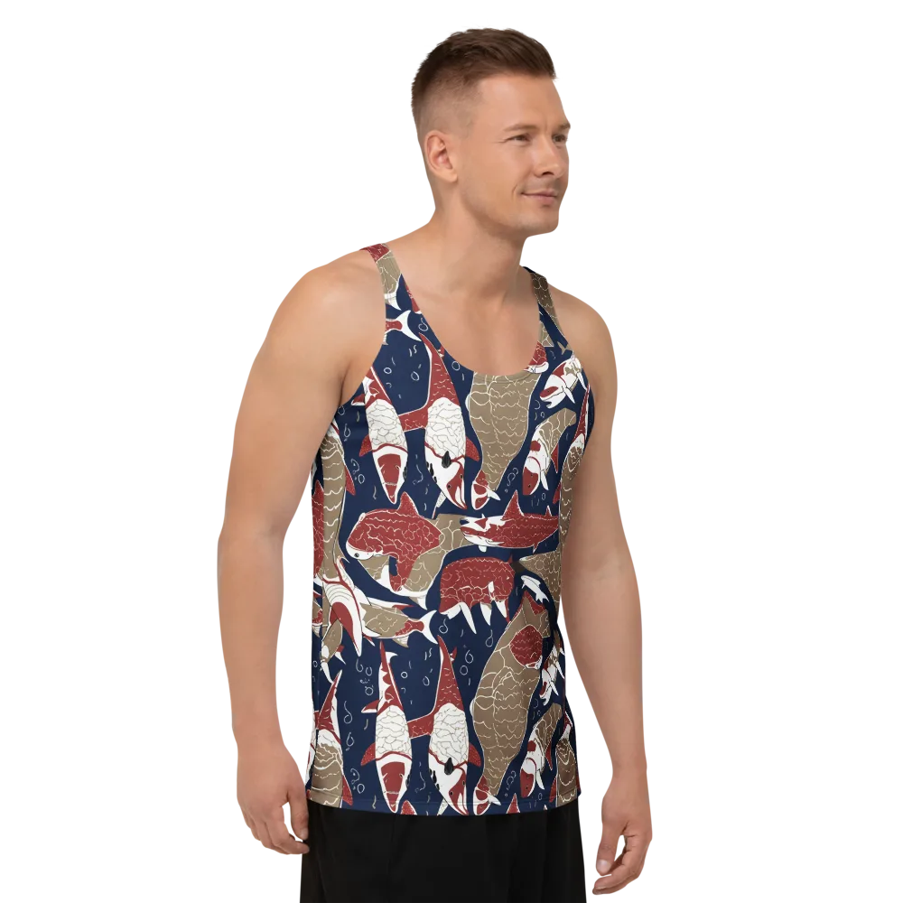 Crimson Koi on Men's Tank Top — Right Front