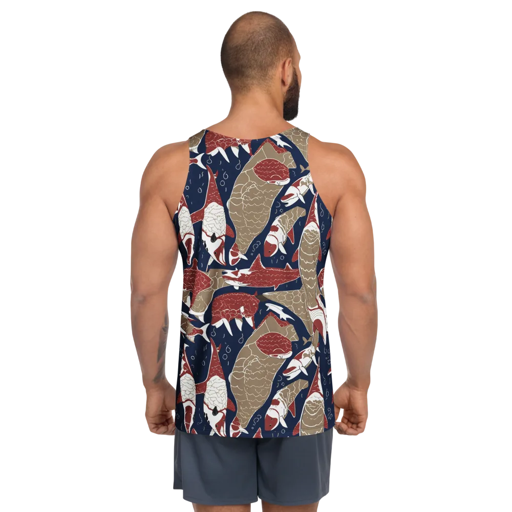 Crimson Koi on Men's Tank Top — Back