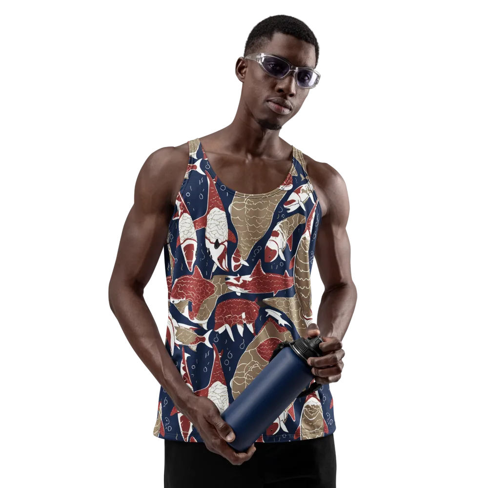 Crimson Koi on Men's Tank Top — Front