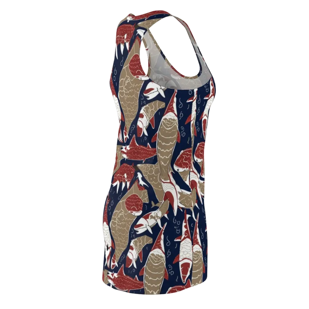 Crimson Koi on Racerback Dress — Back Side