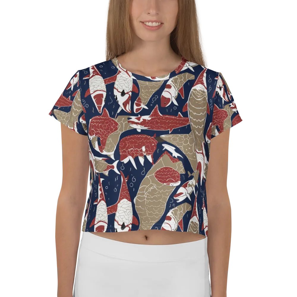 Crimson Koi on Crop Tee — Front