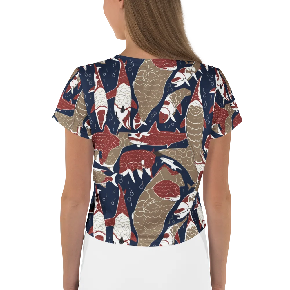 Crimson Koi on Crop Tee — Back