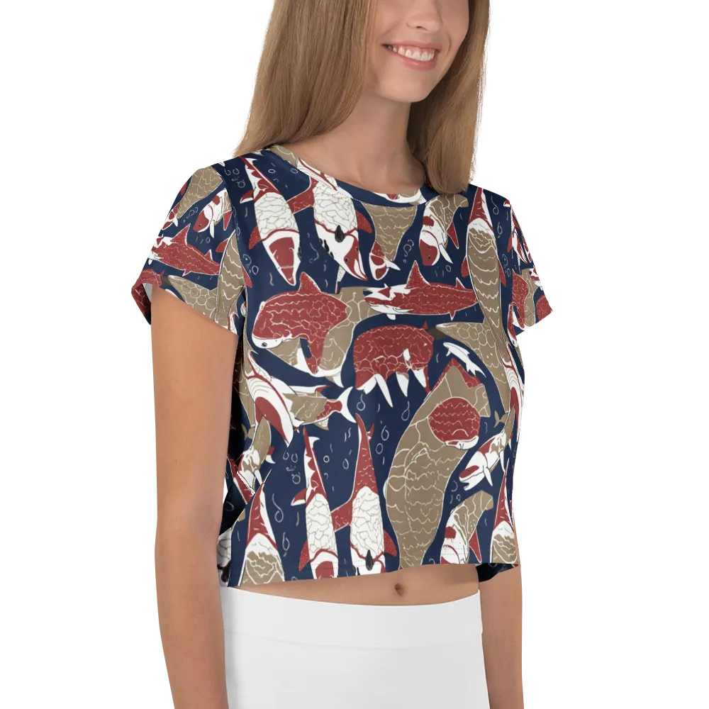 Crimson Koi on Crop Tee — Right