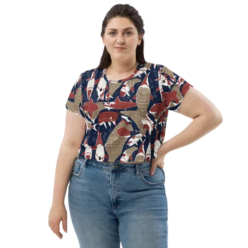Crimson Koi on a Crop Tee
