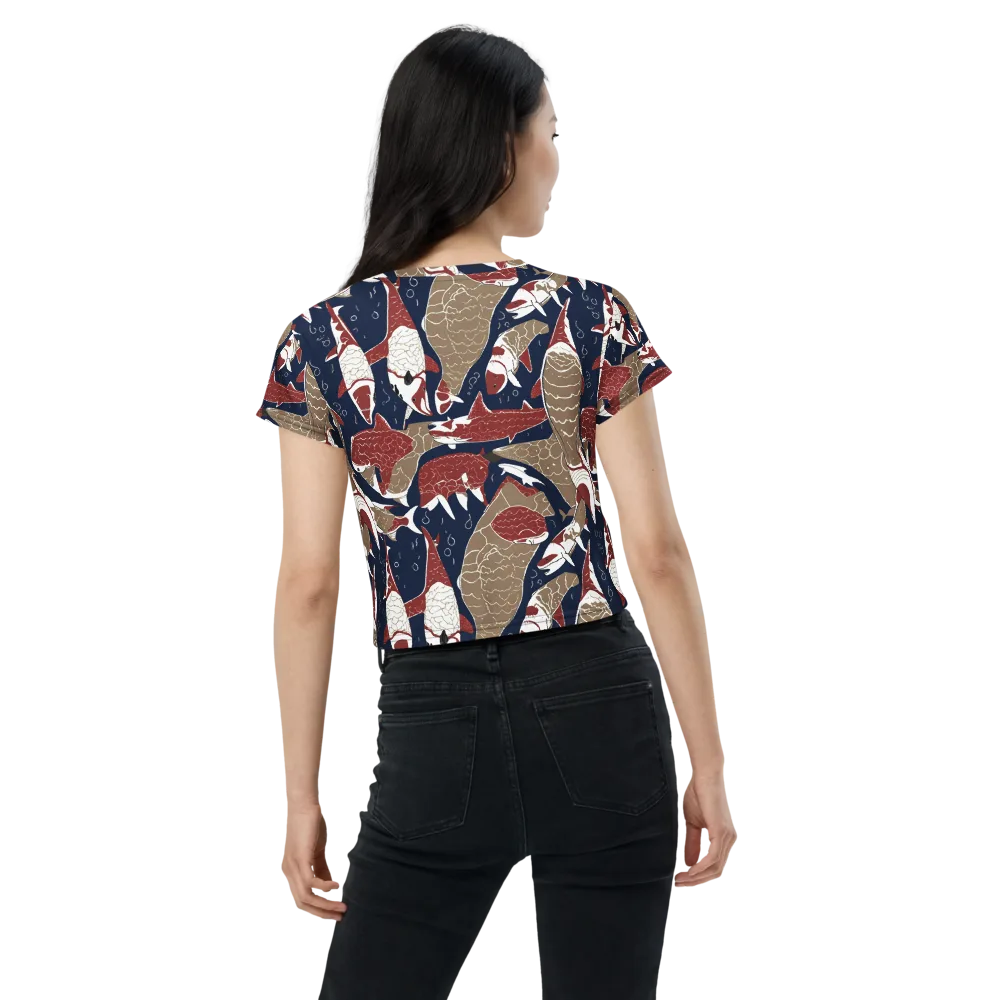 Crimson Koi on Crop Tee — Back
