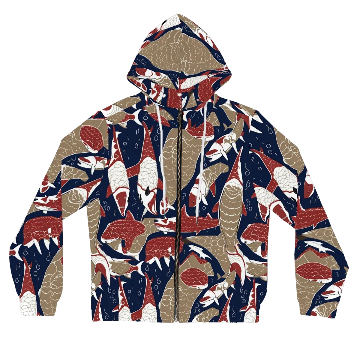 Crimson Koi on Women's Full-Zip Hoodie — Front