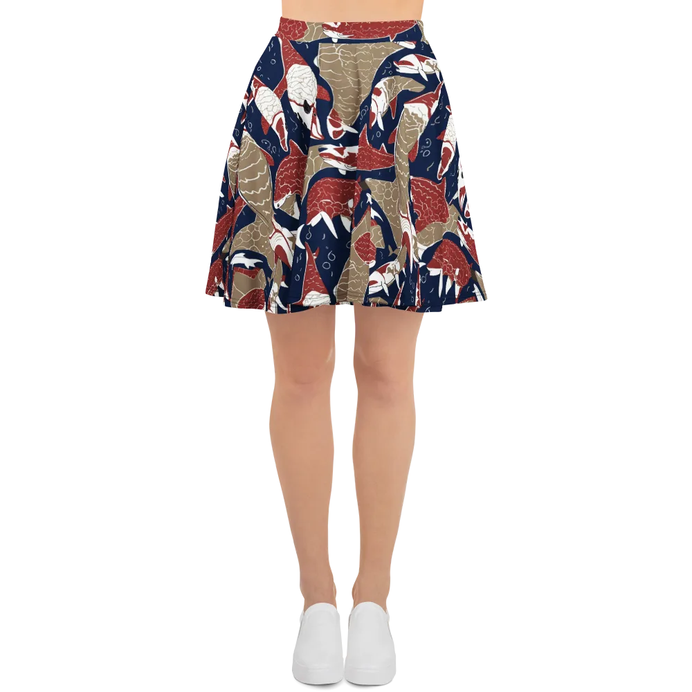 Crimson Koi on Skater Skirt — Front