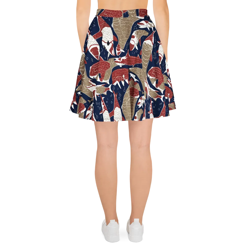 Crimson Koi on Skater Skirt — Back