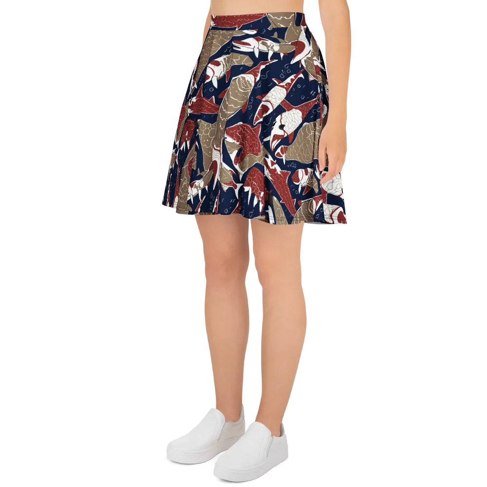 Crimson Koi on Skater Skirt — Left