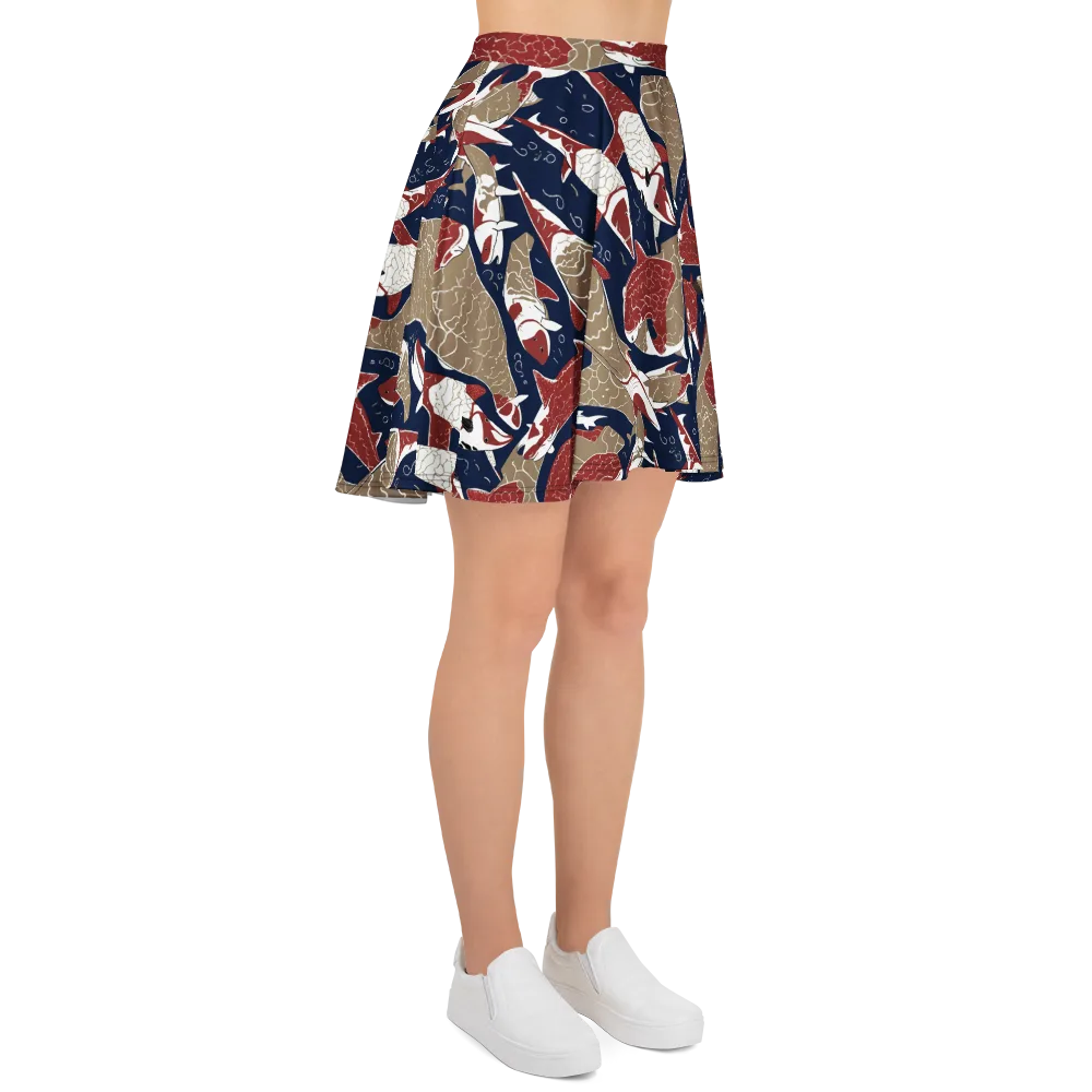 Crimson Koi on Skater Skirt — Right