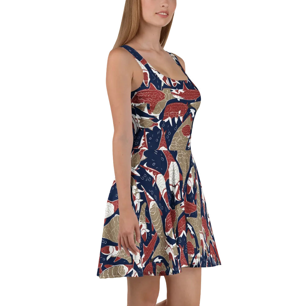 Crimson Koi on Skater Dress — Right