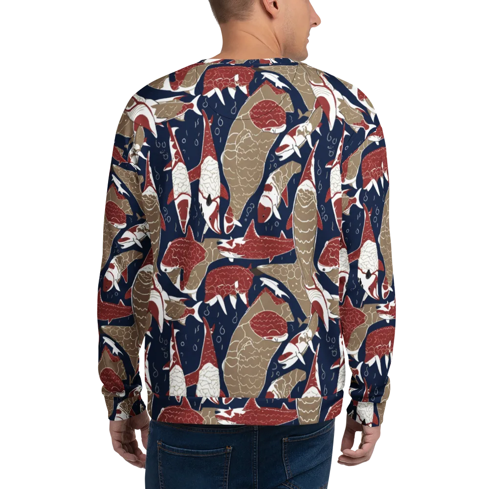 Crimson Koi on Sweatshirt — Back