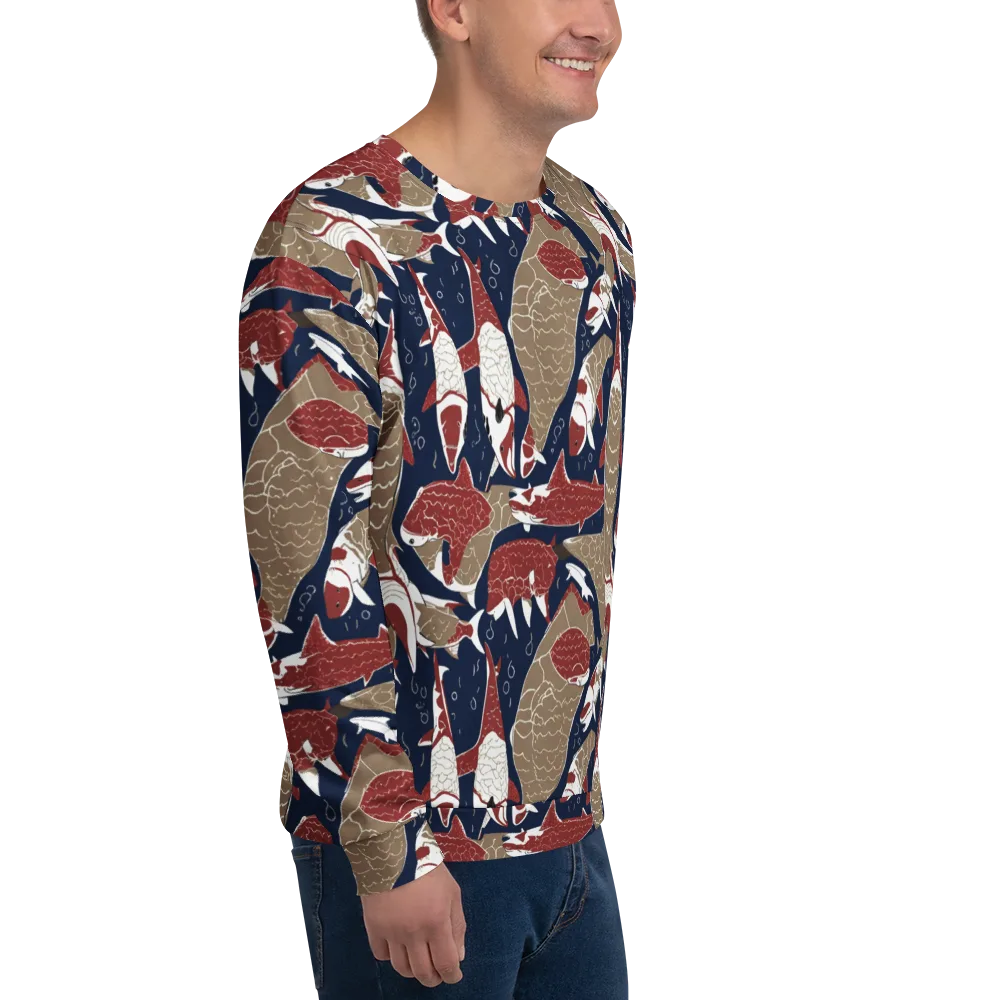 Crimson Koi on Sweatshirt — Right Front
