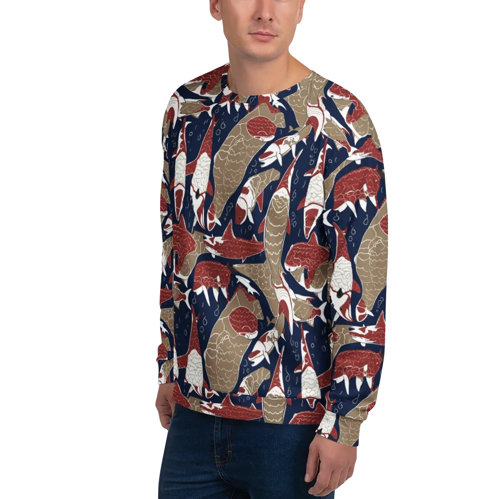Crimson Koi on Sweatshirt — Left Front