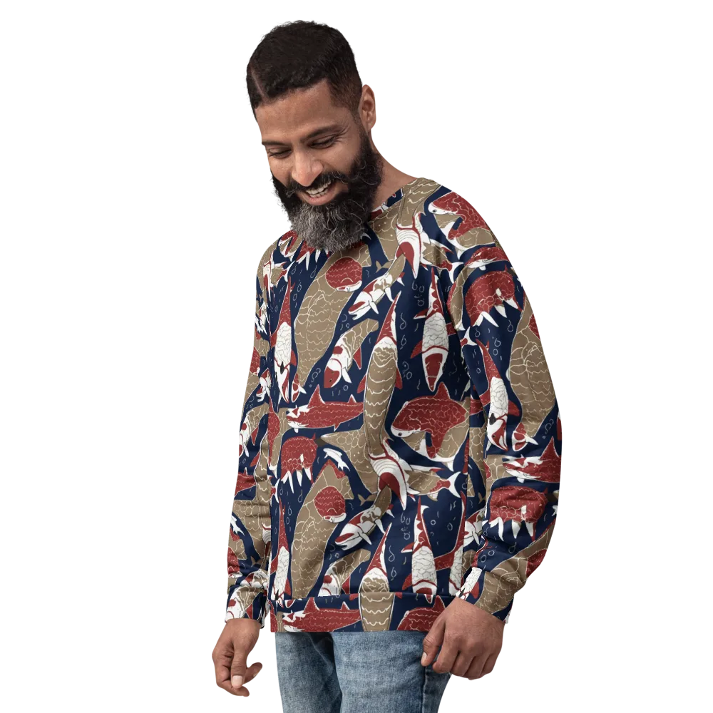 Crimson Koi on Sweatshirt — Left Front