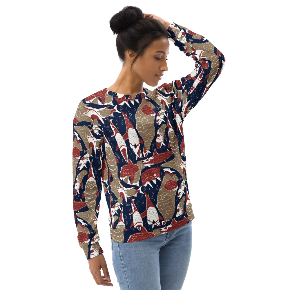 Crimson Koi on Sweatshirt — Right Front