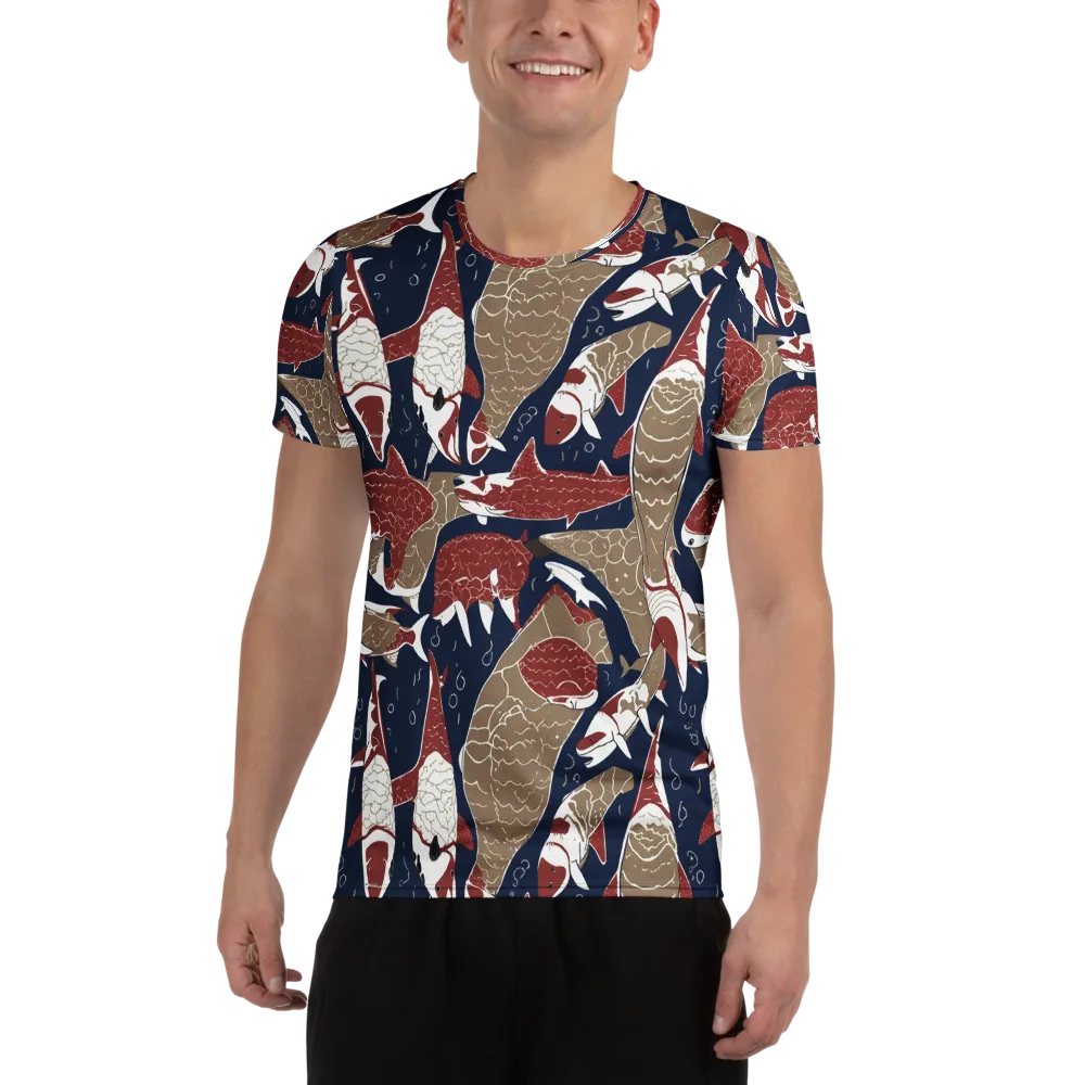 Crimson Koi on Men's Athletic T-Shirt — Front