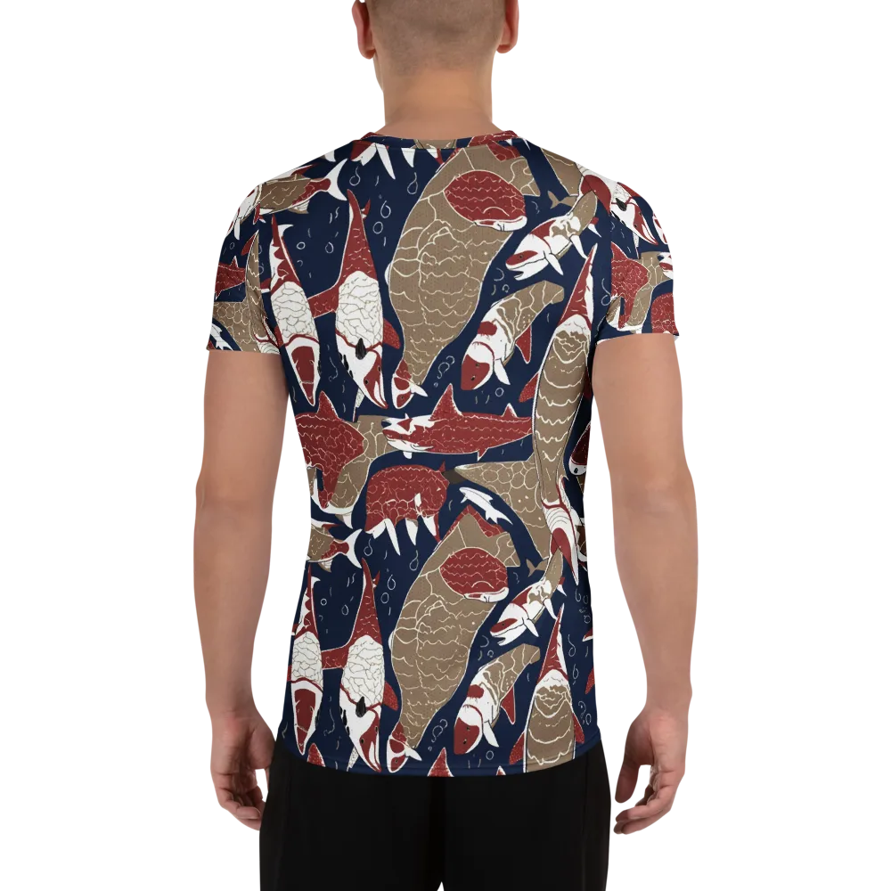 Crimson Koi on Men's Athletic T-Shirt — Back