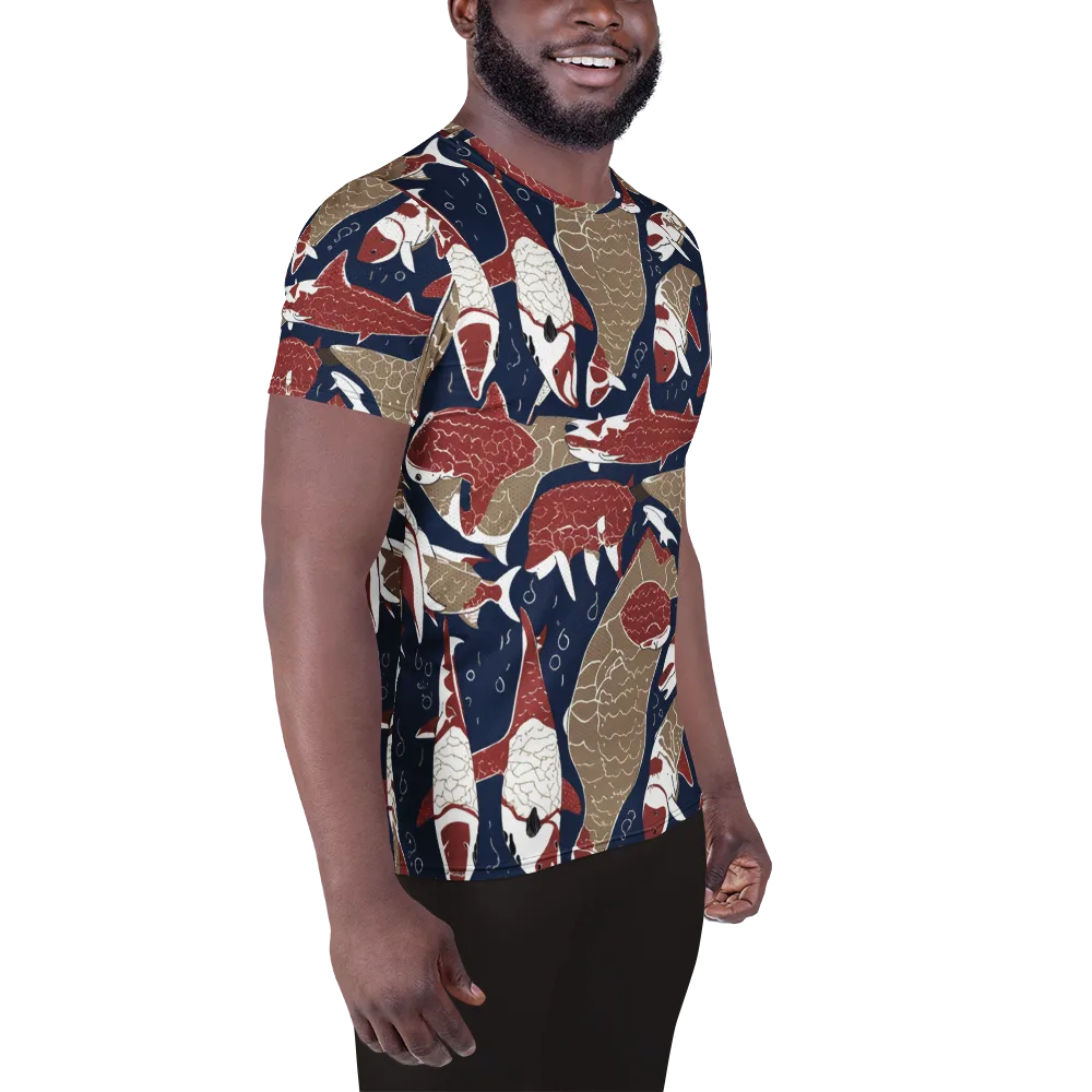 Crimson Koi on Men's Athletic T-Shirt — Right