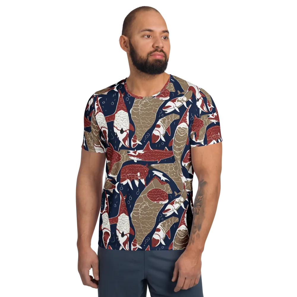 Crimson Koi on Men's Athletic T-Shirt — Front