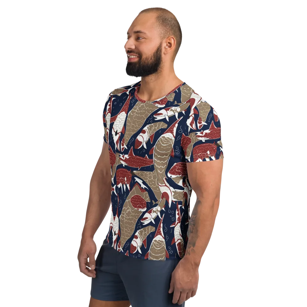 Crimson Koi on Men's Athletic T-Shirt — Left