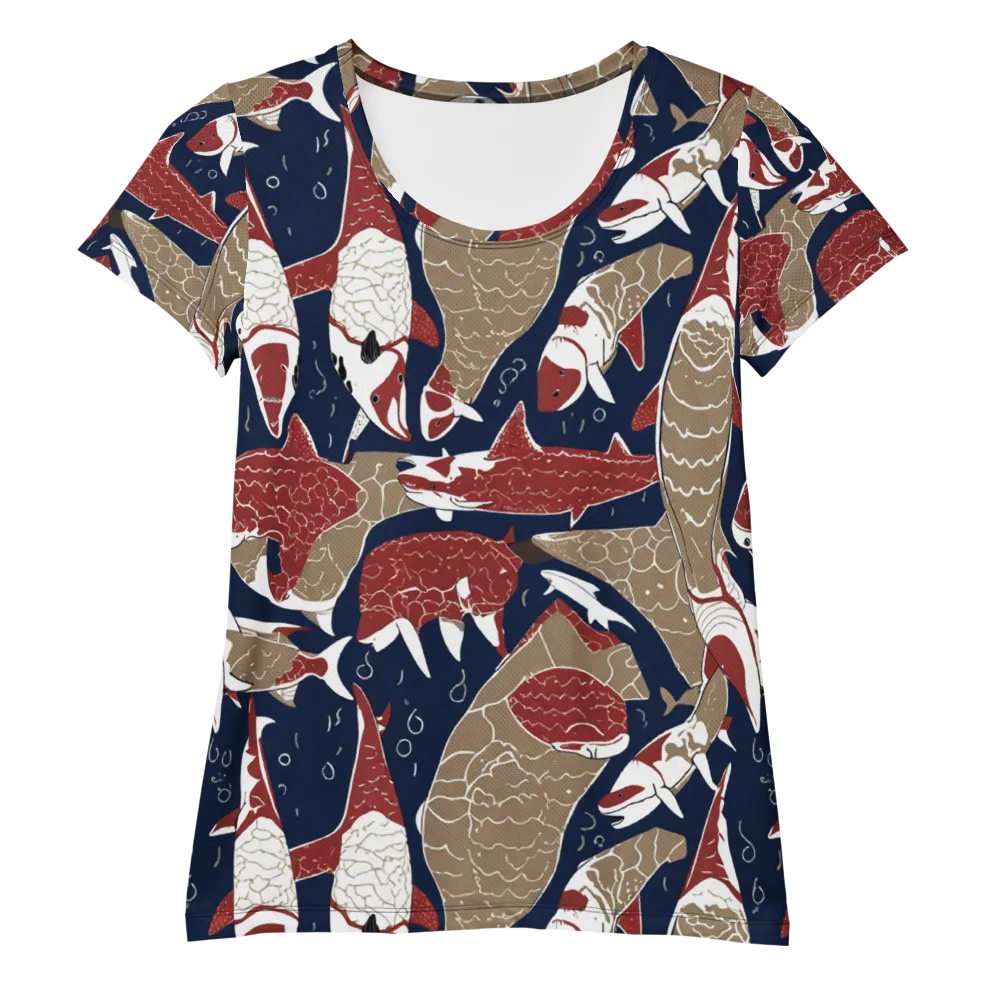Crimson Koi on Women's Athletic T-Shirt — Front