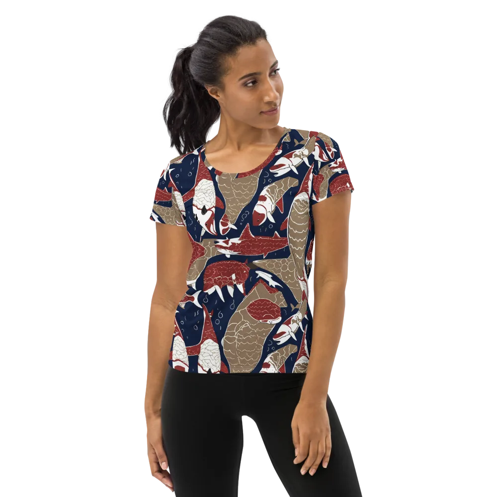 Crimson Koi on Women's Athletic T-Shirt — Front