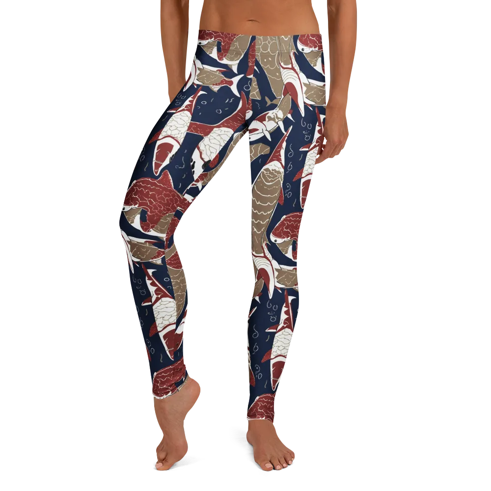 Crimson Koi on Leggings — Front