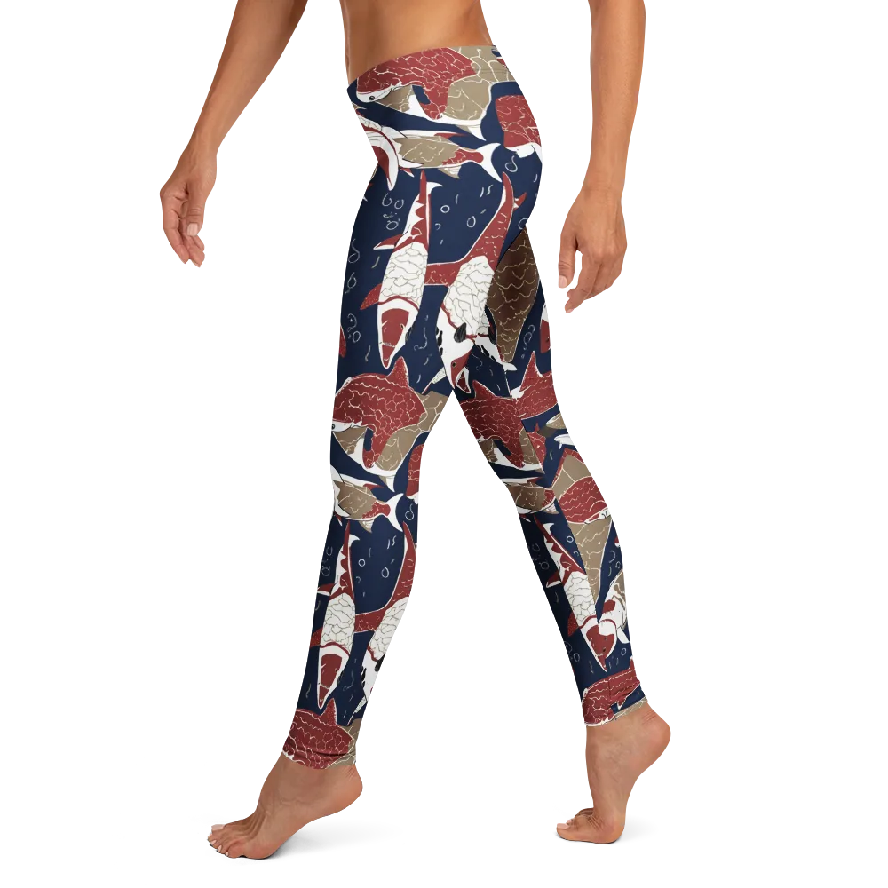 Crimson Koi on Leggings — Left