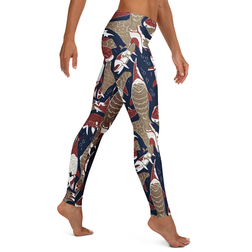 Crimson Koi on Leggings — Right