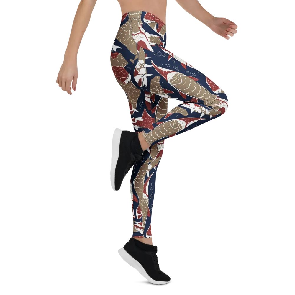 Crimson Koi on Leggings — Right