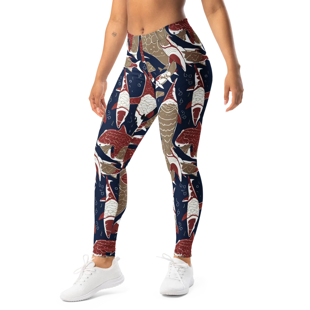 Crimson Koi on Leggings — Left Front