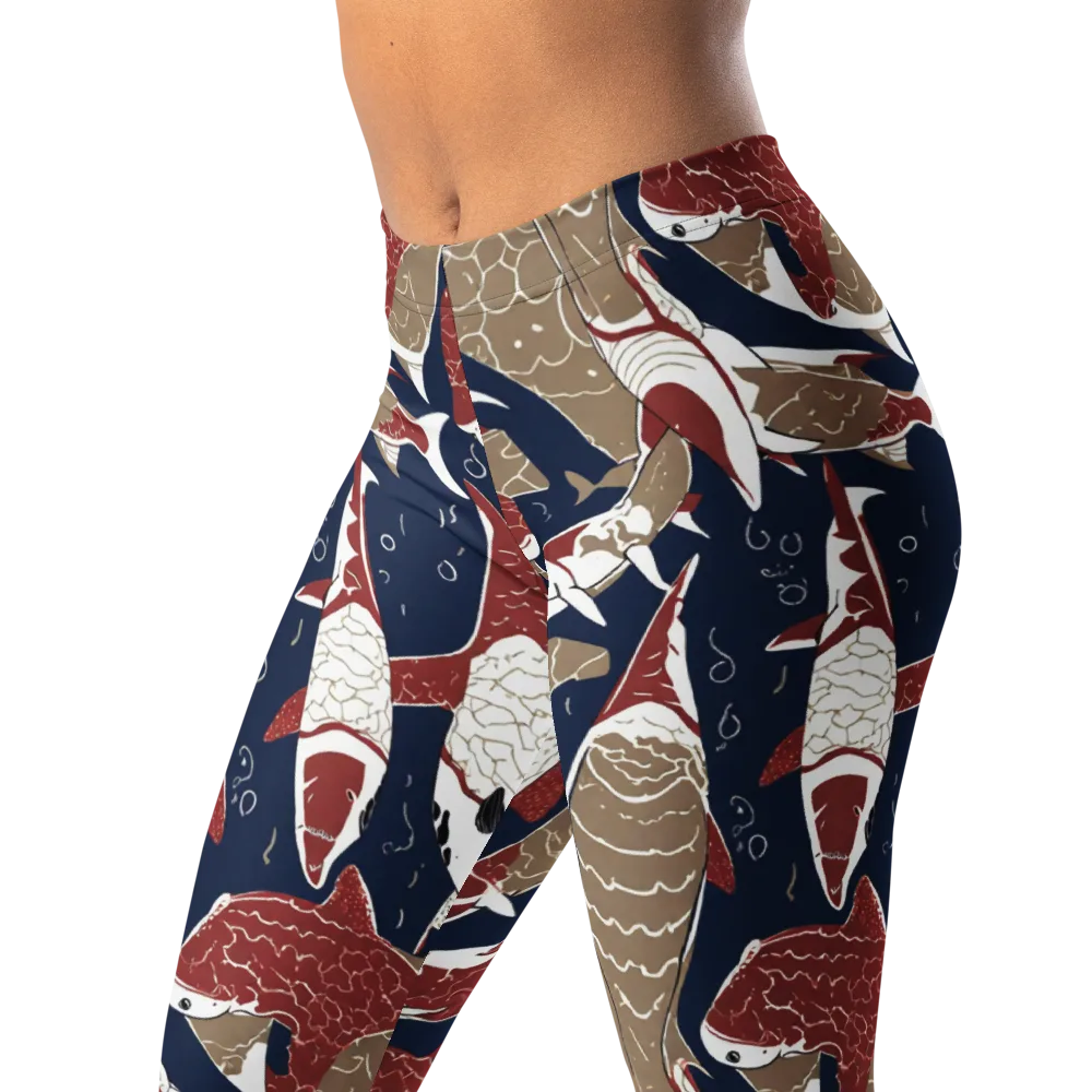 Crimson Koi on Leggings — Left Front