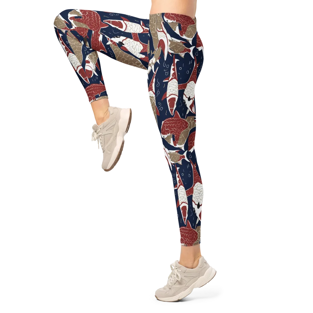 Crimson Koi on Leggings — Left