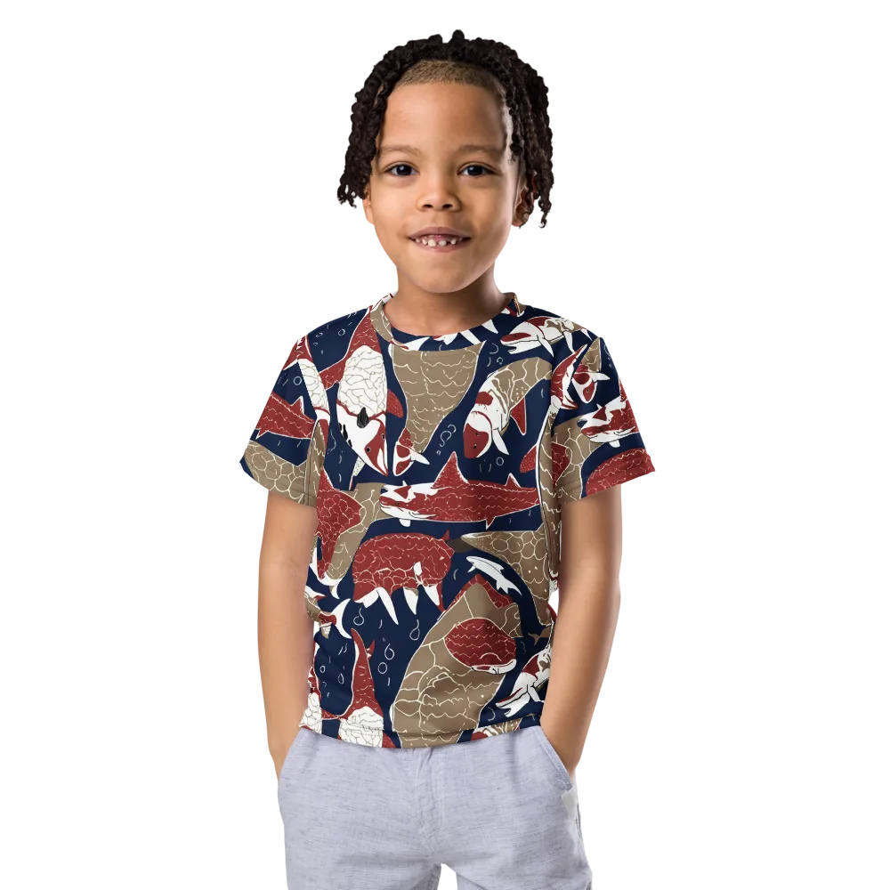 Crimson Koi on Kids Crew Neck T-Shirt — Front