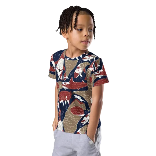 Crimson Koi on a Kids Crew Neck T-Shirt